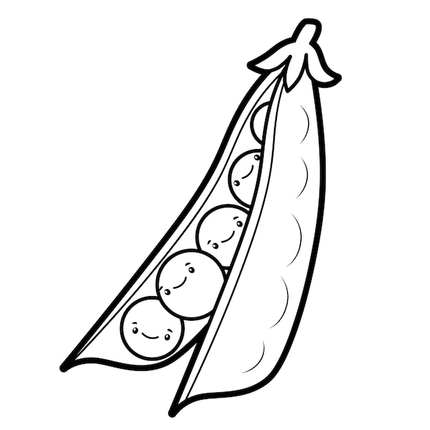 Premium vector coloring book or page for kids black and white peas