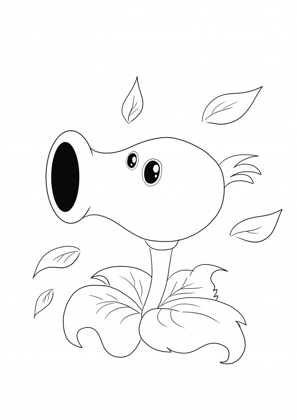 Plants vs zombies pea shooter funny and simple coloring image free to download or print