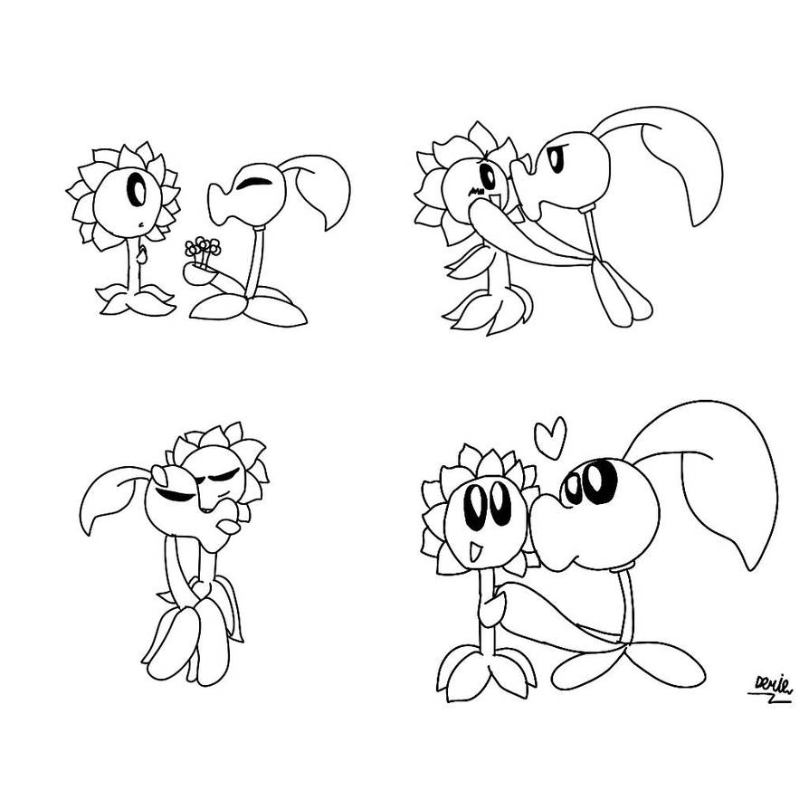 Peashooter x sunflower doodle by boitaufikderil on
