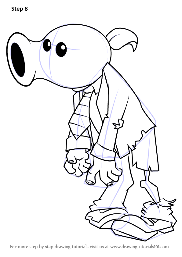 How to draw peashooter zombie from plants vs zombies plants vs zombies step by step