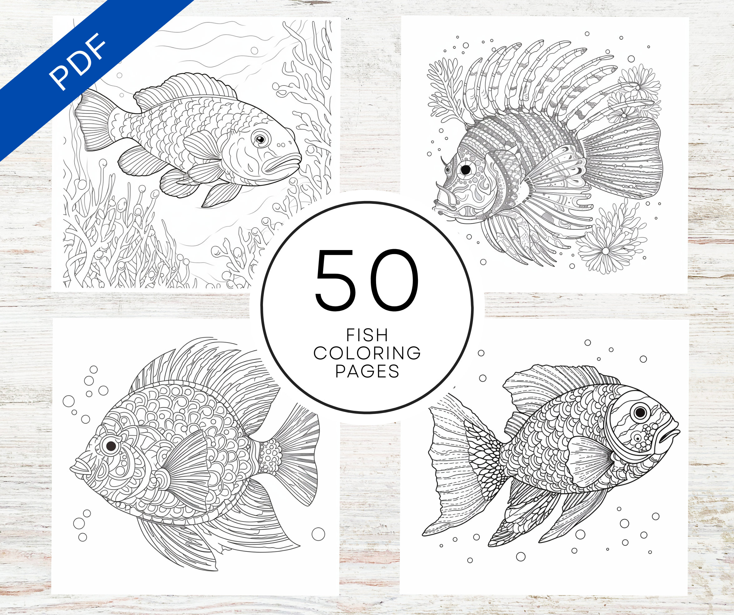 Pãginas para colorear de peces interiores de kdp pdf