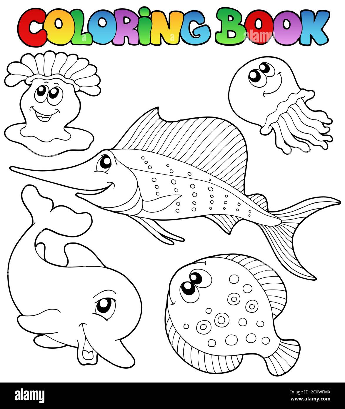 Coloring book sea animals picture fotografãas e imãgen de alta roluciãn
