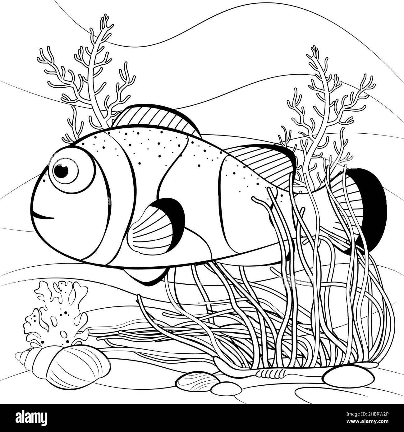 Pez payaso para colorear imãgen vectorial de stock