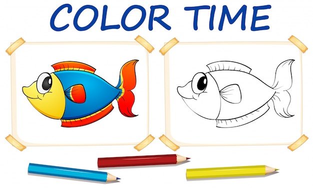 Plantilla para colorear con pec lindos vector gratis