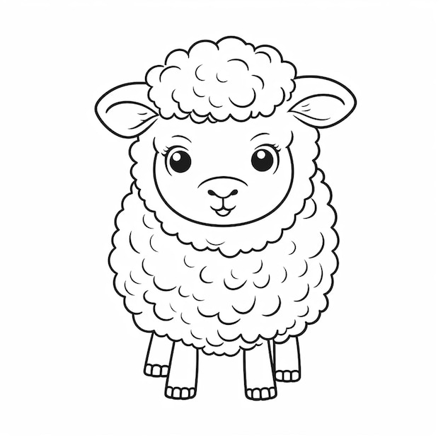 Disegni di pecore schizzo piatto libro da colorare kawaii line art foto premium