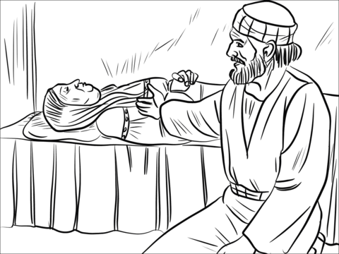 Peter heals dorcas coloring page free printable coloring pages
