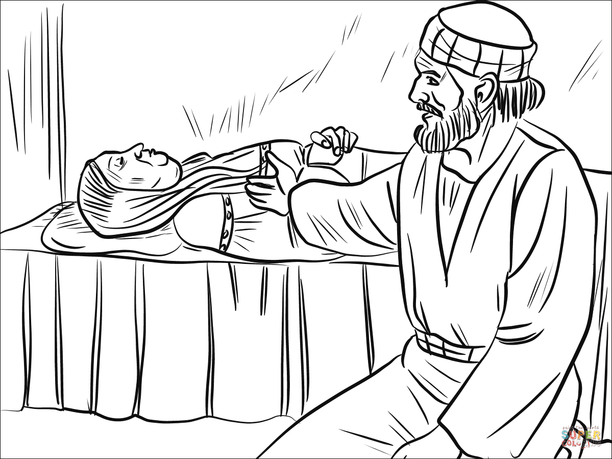 Peter heals dorcas coloring page free printable coloring pages