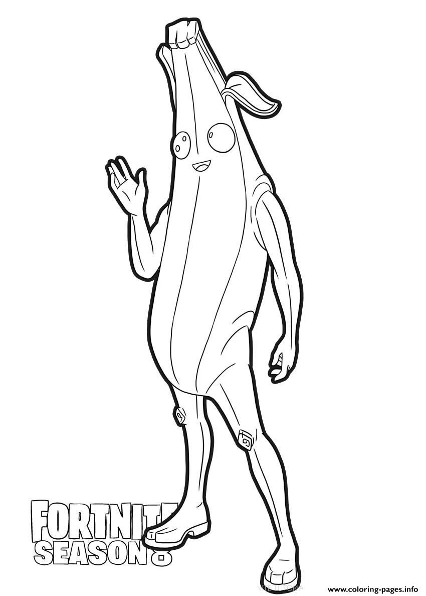 Peely skin from fortnite season coloring page printable cool coloring pages mermaid coloring pages cute coloring pages