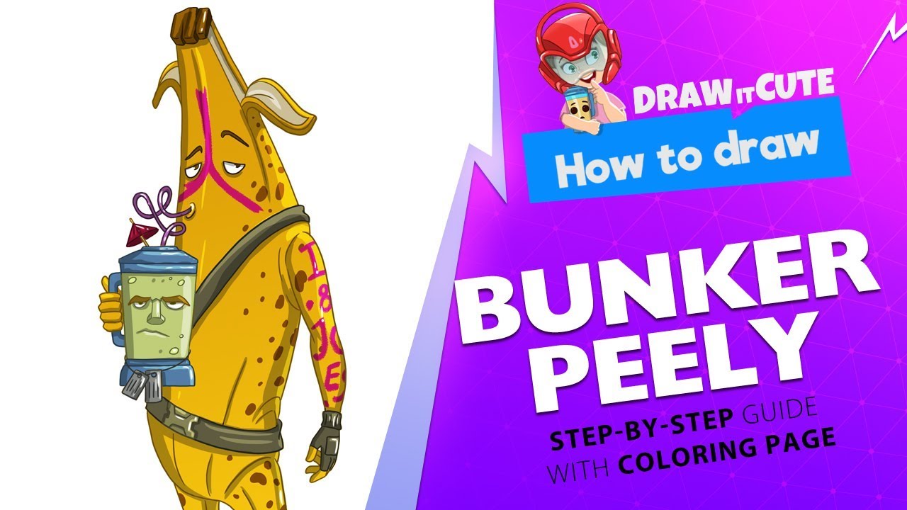 How to draw bunker peely fanmade season skin tutorial step