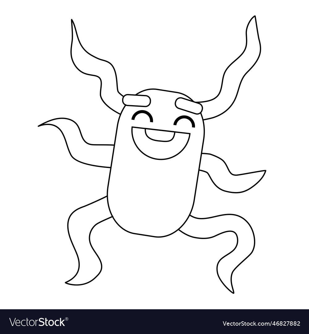 Coloring book cute bacteria and virus character vector image