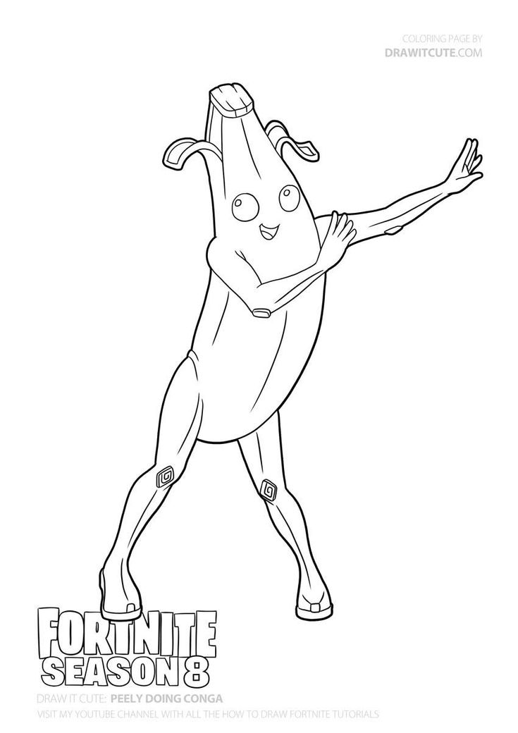 Peely dancing fortnite coloring page