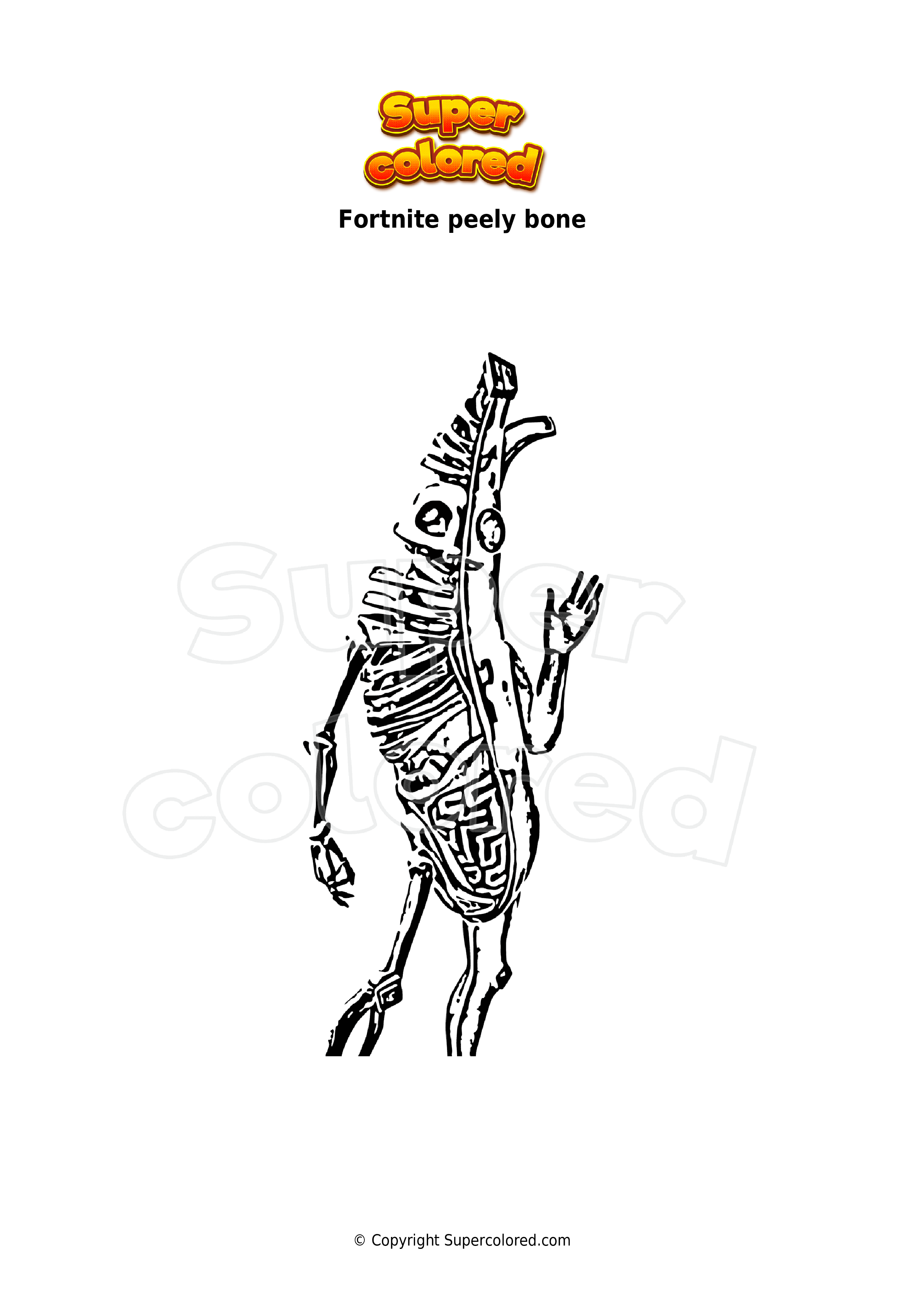 Coloring page fortnite peely bone