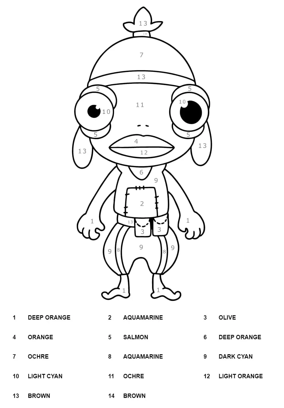 Fortnite color by number