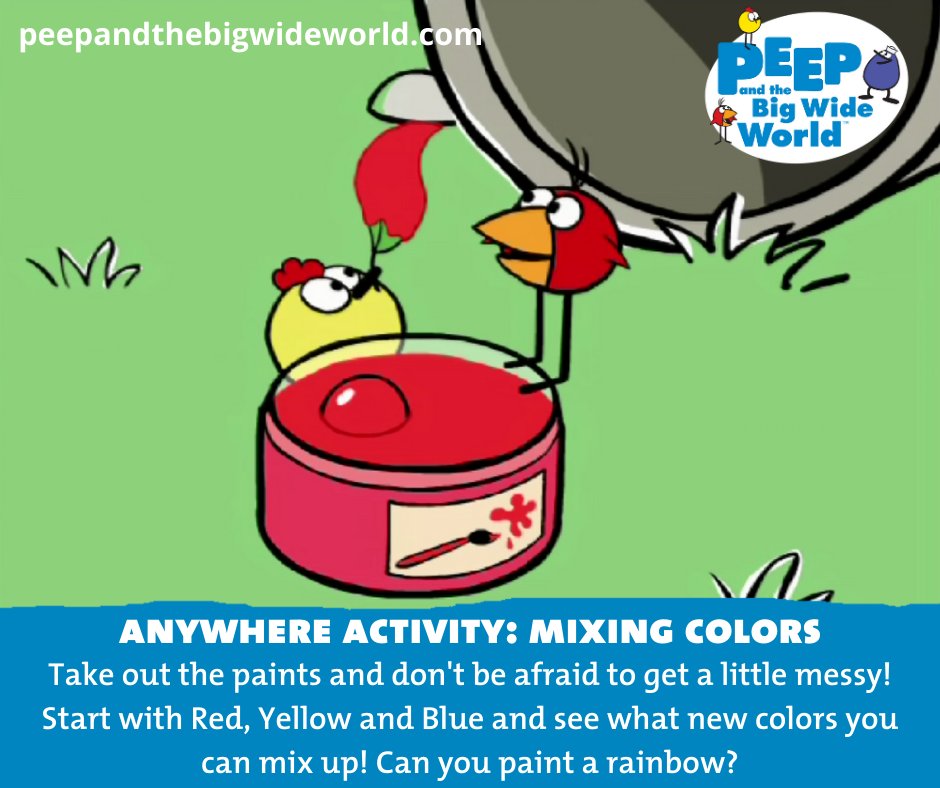 Peep big wide world on x time to break out the paints if its a nice day try painting outside to minimize the mess âïfind more activities and even coloring pages to