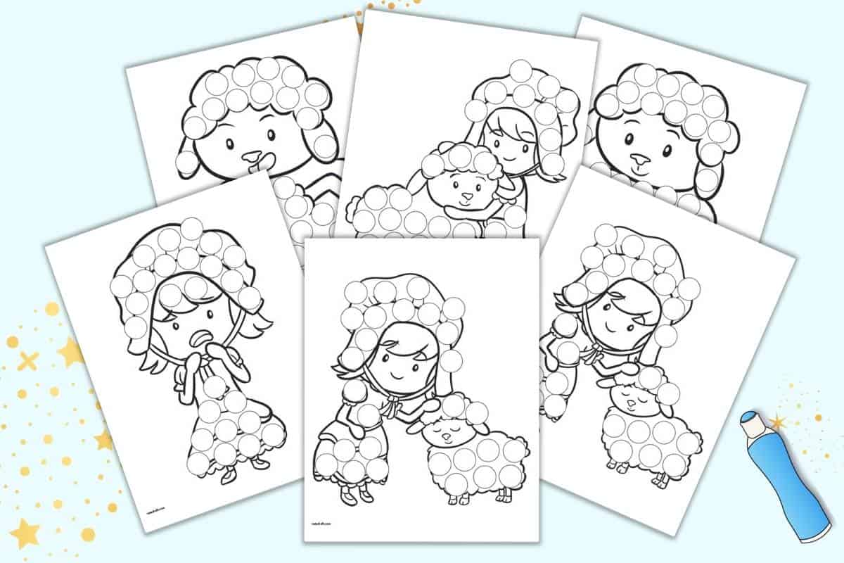 Free printable little bo peep dot marker coloring pages