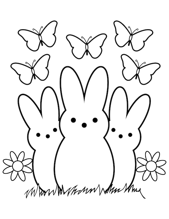 Printable easter bundle coloring pages peeps coloring pages easter bunny easter basket stuffers easter party easter coloring book download now