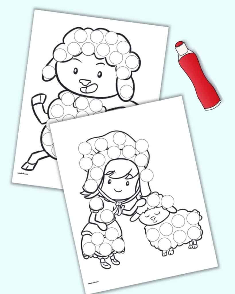 Free printable little bo peep dot marker coloring pages