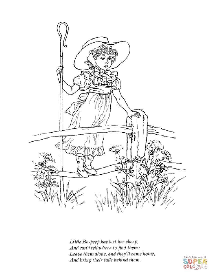 Little bo peep has lost her sheep coloring page free printable coloring pages