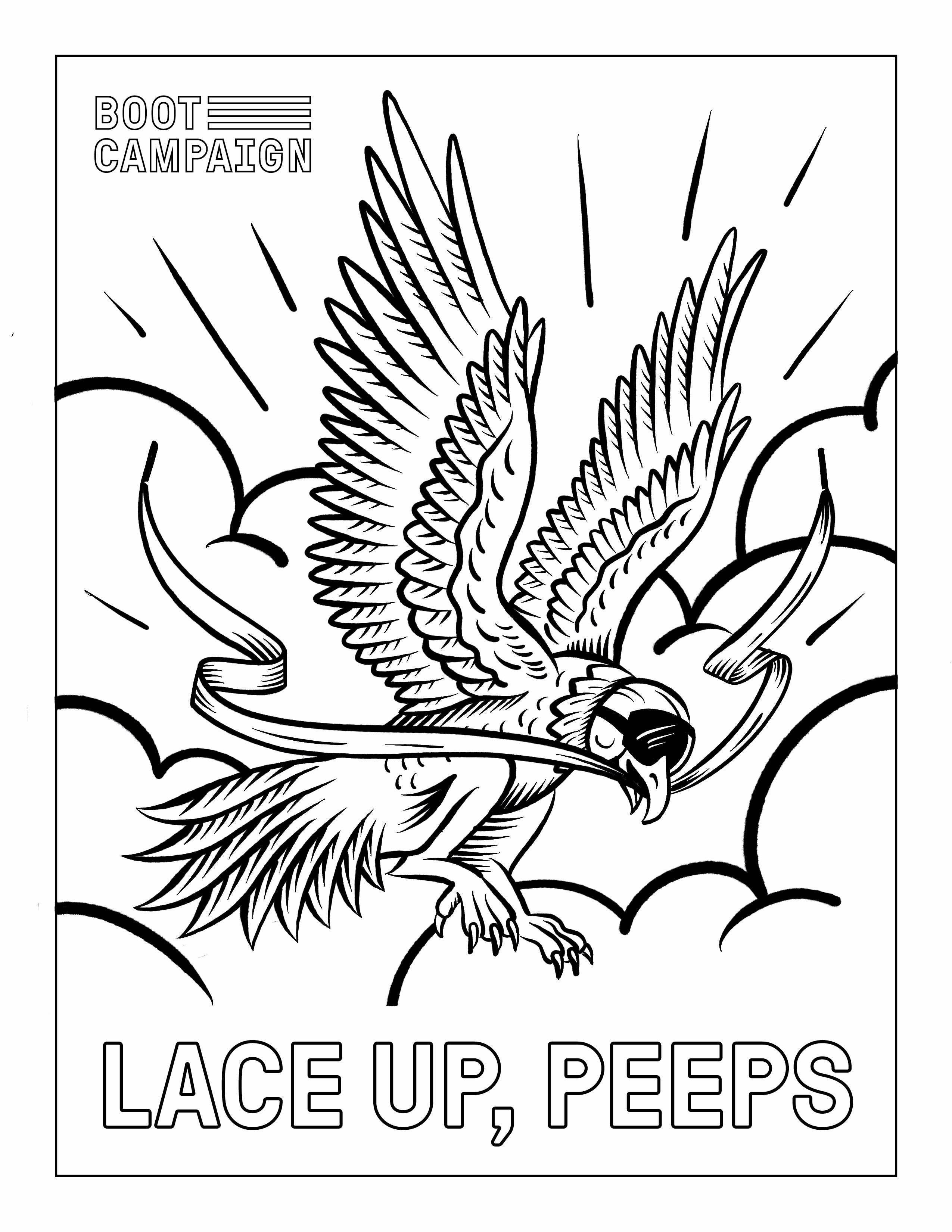 Lace up coloring pages â boot campaign