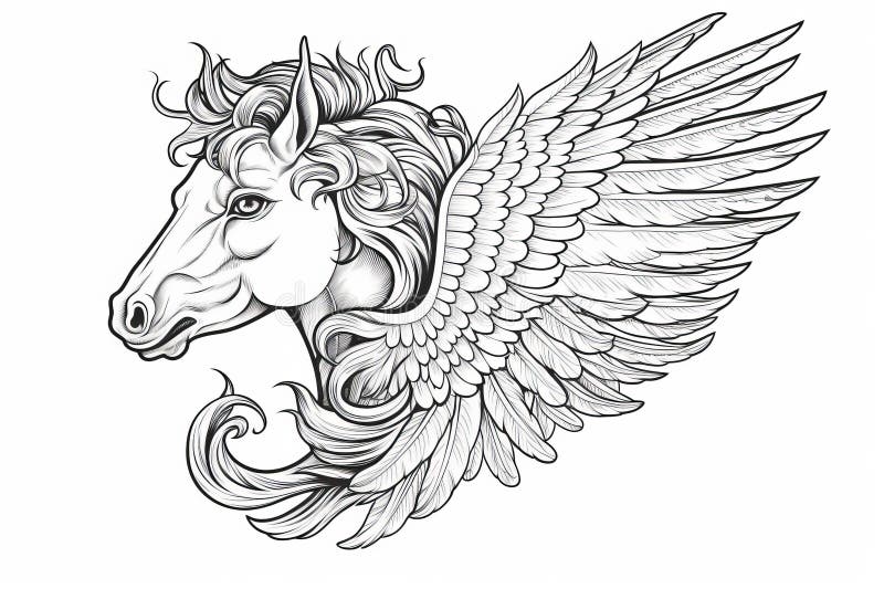 Pegasus coloring drawing stock illustrations â pegasus coloring drawing stock illustrations vectors clipart