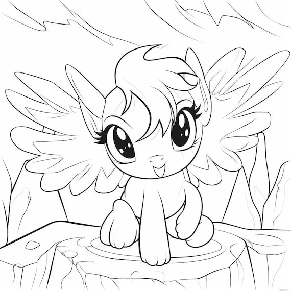 Cute pegasus coloring pages printable coloring pages coloring pages for kids and adults instant download