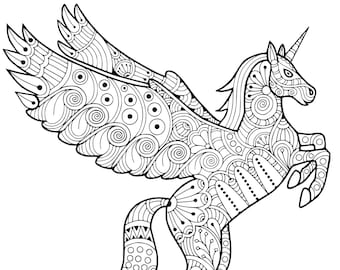 Zentangle pegasus unicorn coloring page cricut pattern silhouette variety of file types