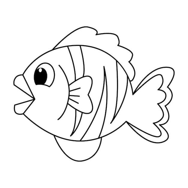 Vetor de ilustraãão de pãgina para colorir de peixes fofos vetor premium