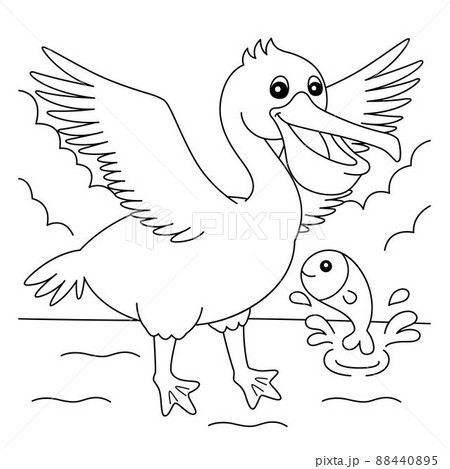 Pelican animal coloring page for kids