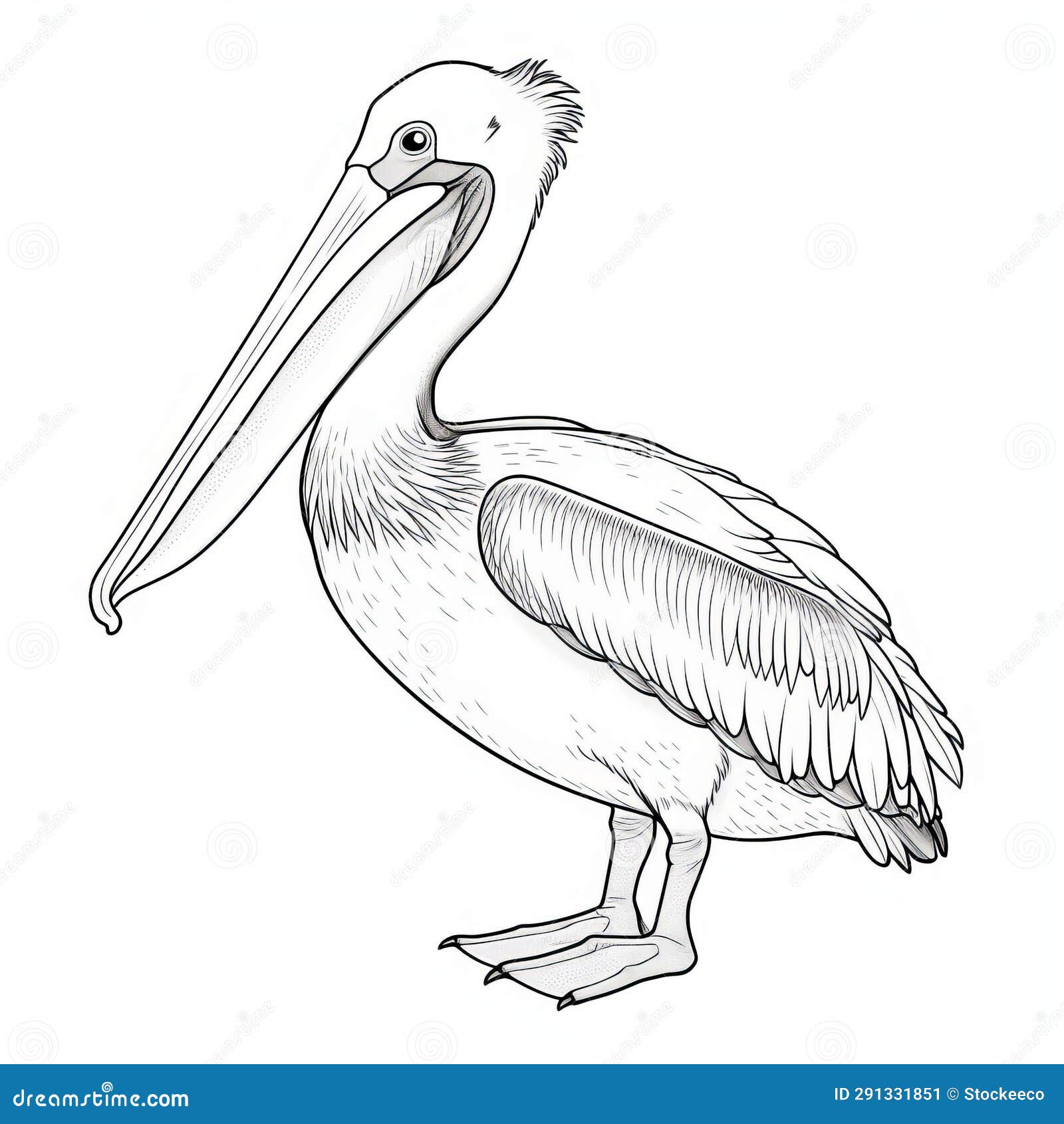 Coloring page pelican outline for children s coloring book stock illustration