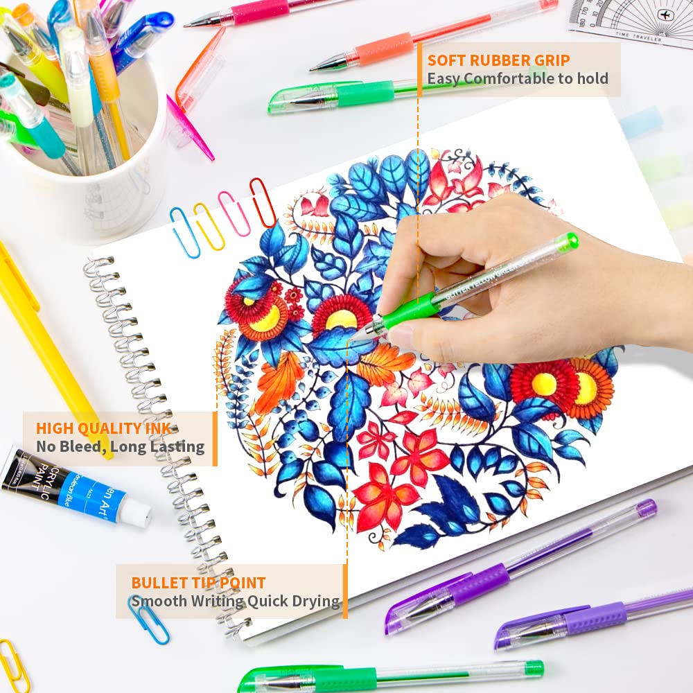 Gel pens for adult coloring books colors gel marker colored pen with more ink for drawing doodling crafts scrapbooks bullet journaling arts crafts sewing