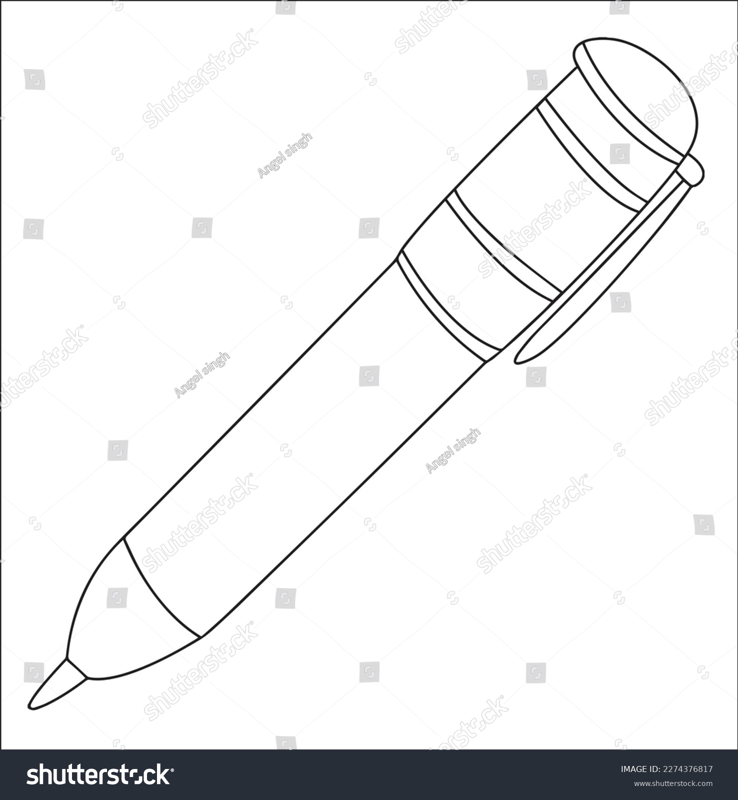 Cute cartoon pen coloring page kids stock vector royalty free
