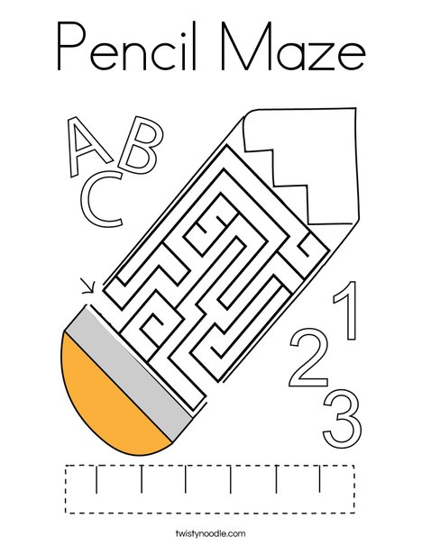 Pencil maze coloring page