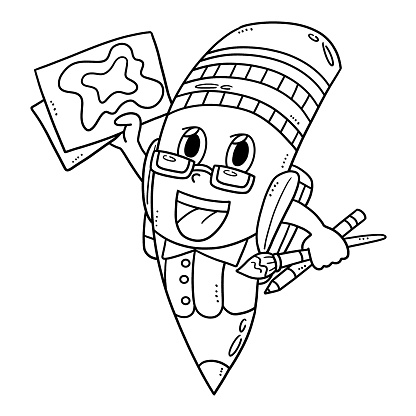 Back to school giant pencil isolated coloring page stock illustration