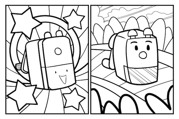 Premium vector cute pencil sharpener cartoon coloring pages