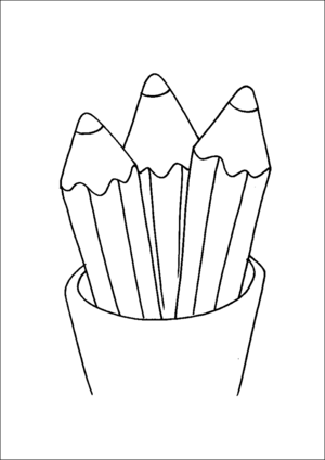 Pencils in cup coloring page