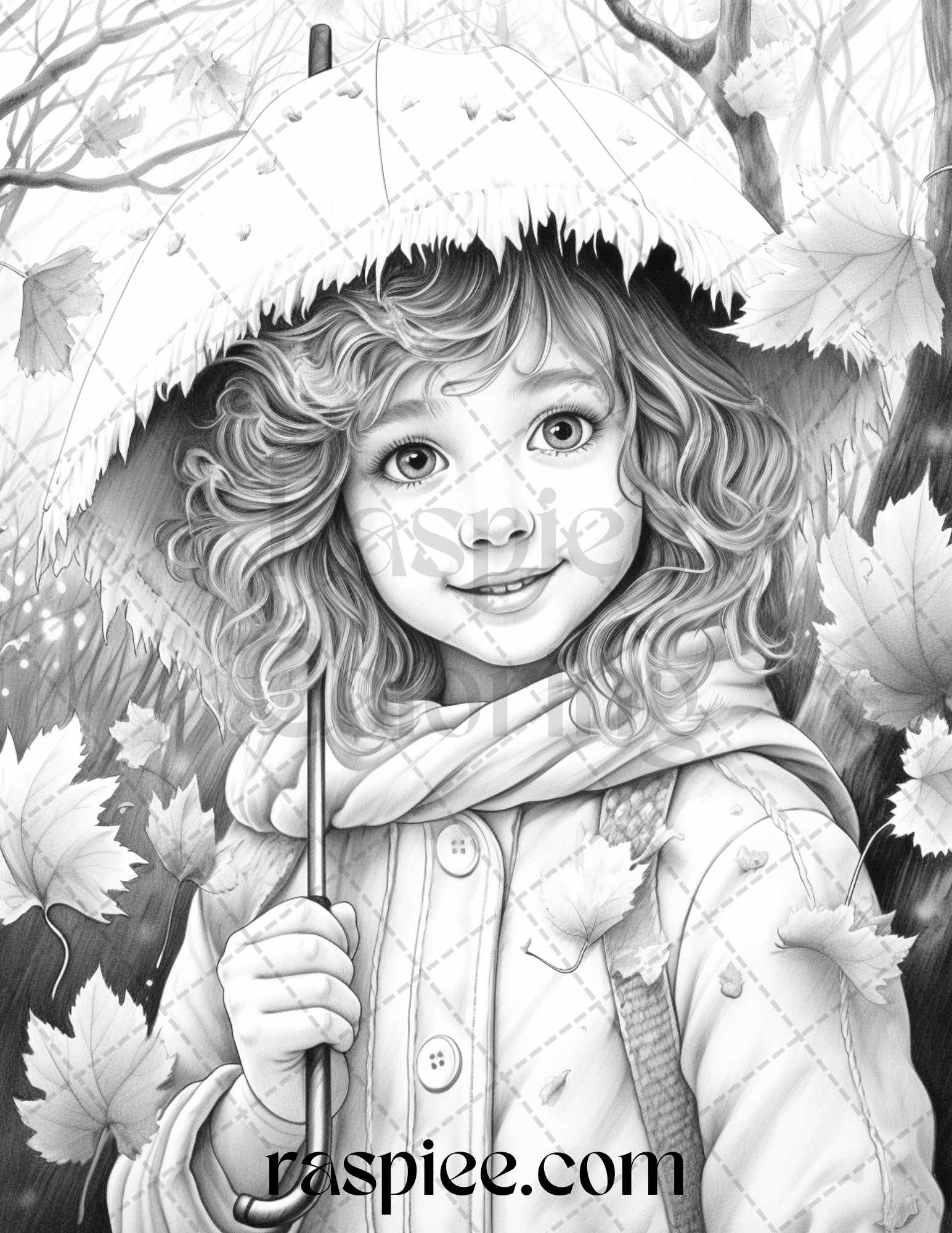 Rainy autumn day grayscale coloring pages printable for adults and â coloring