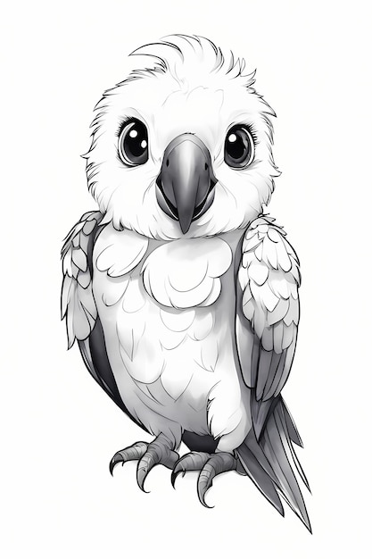 Premium ai image cute sultan parrot coloring page printable coloring pencil sketch coloring template