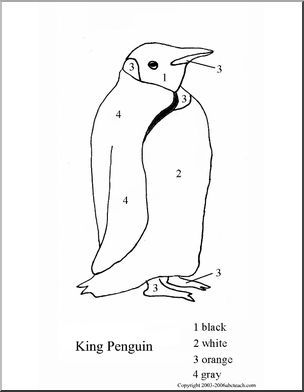 Color by number king penguin