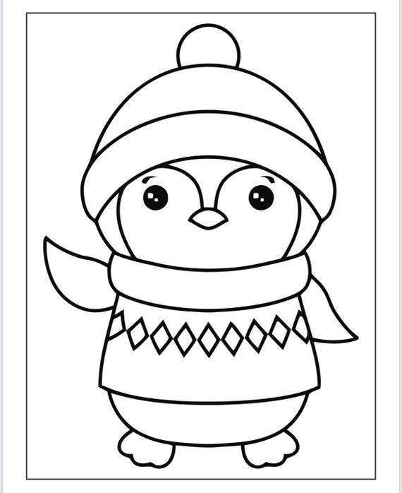 Penguins coloring pages collection instant download