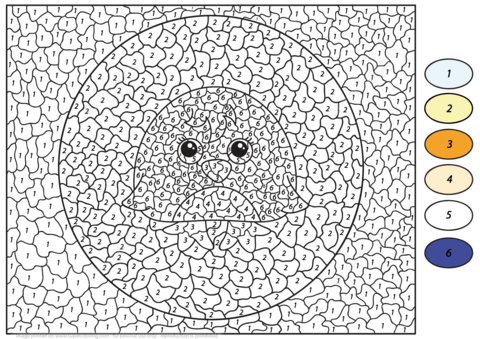 Cute penguin color by number free printable coloring pages