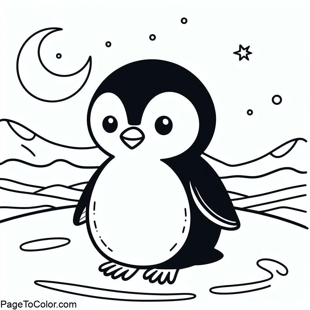 Penguin coloring page penguin on ice