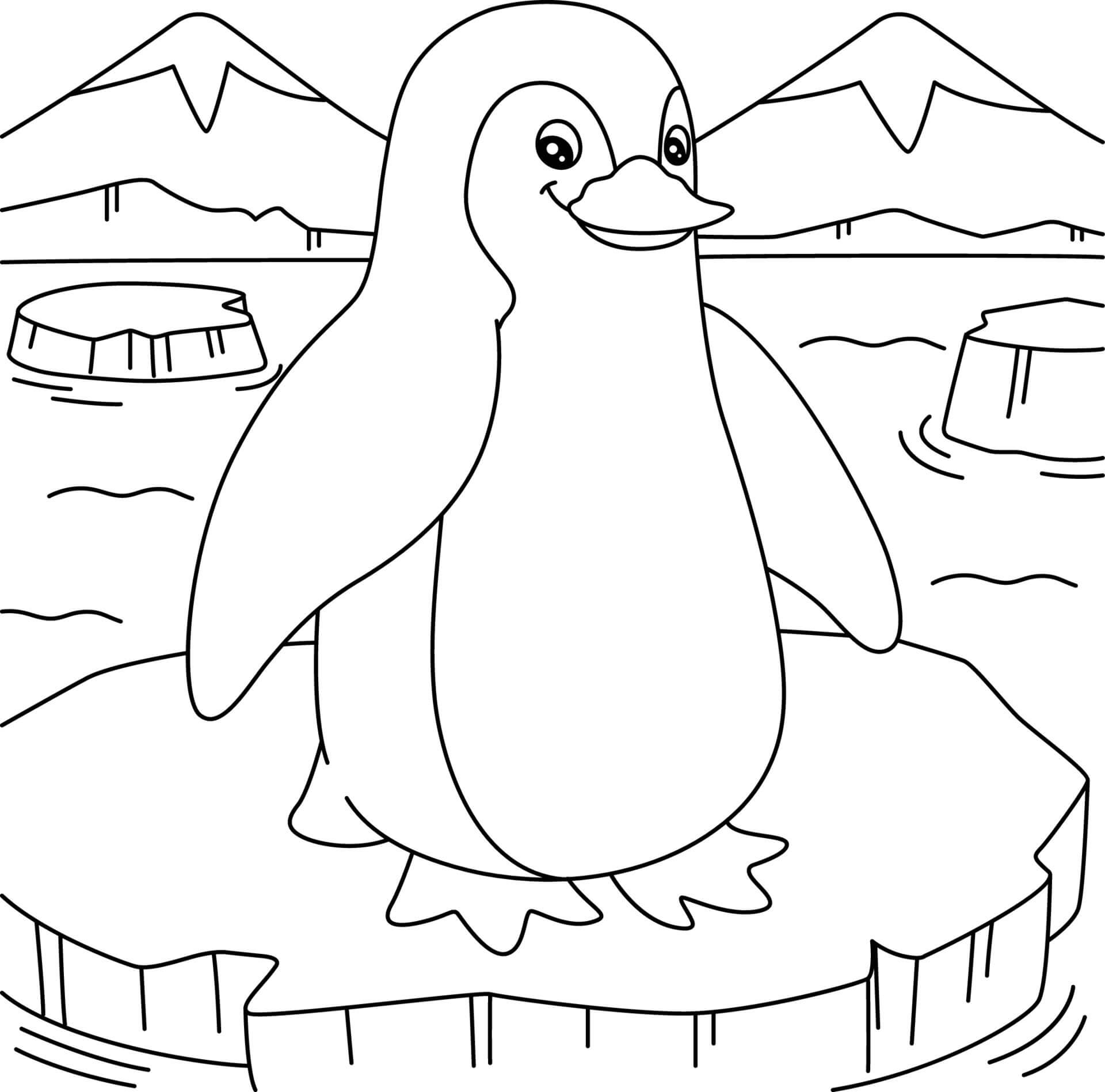 Smiling penguin coloring page