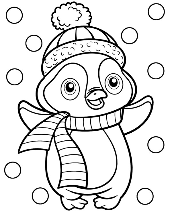 Winter coloring page penguin