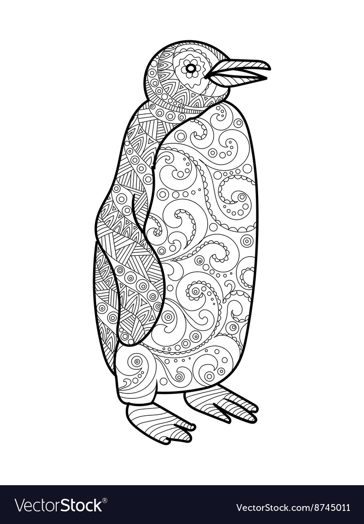 Penguin coloring book for adults royalty free vector image