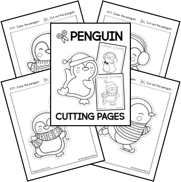 Penguin cutting practice pages
