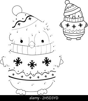 Dot to dot christmas puzzle for children connect dots game christmas penguin vector illustration stock vector image art