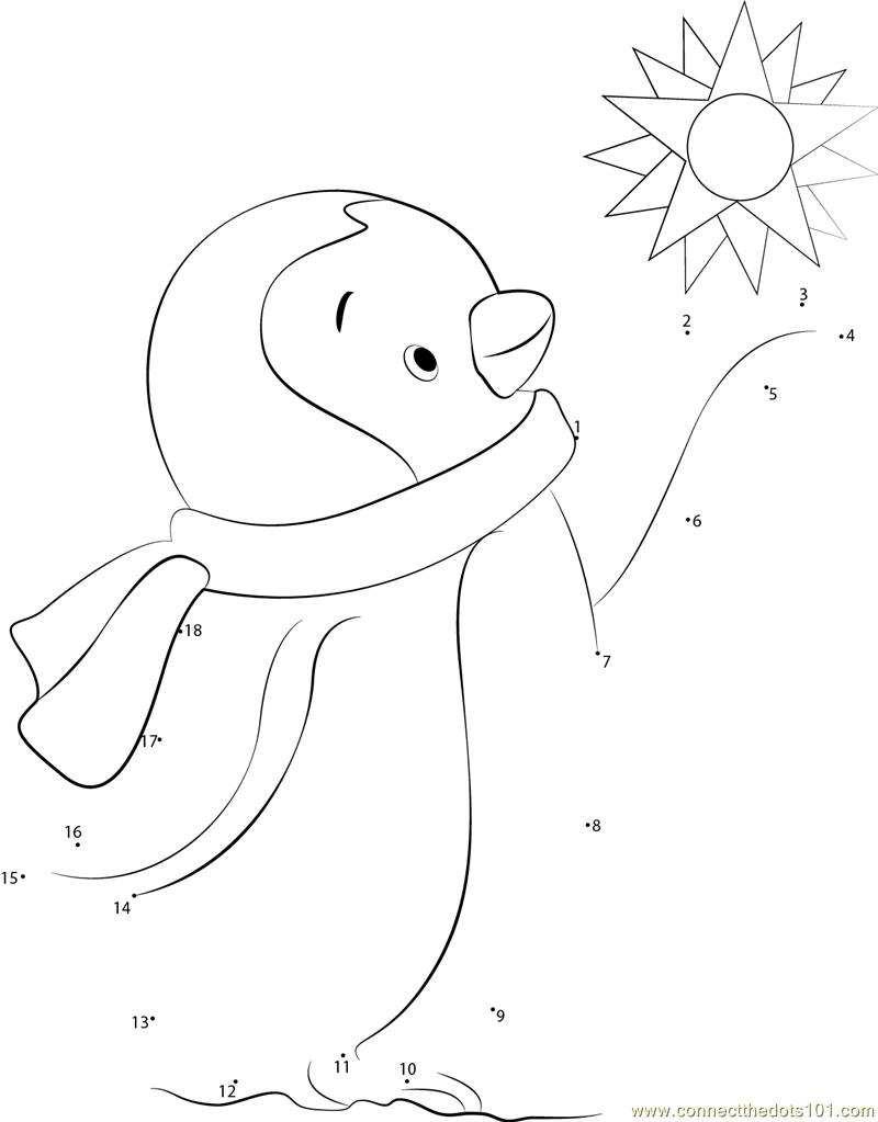 Happy penguin dot to dot printable worksheet