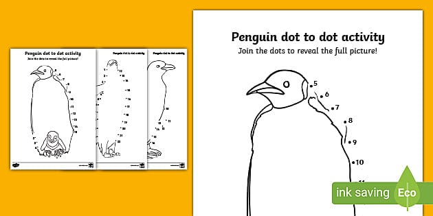 Penguin dot to dot activity sheet