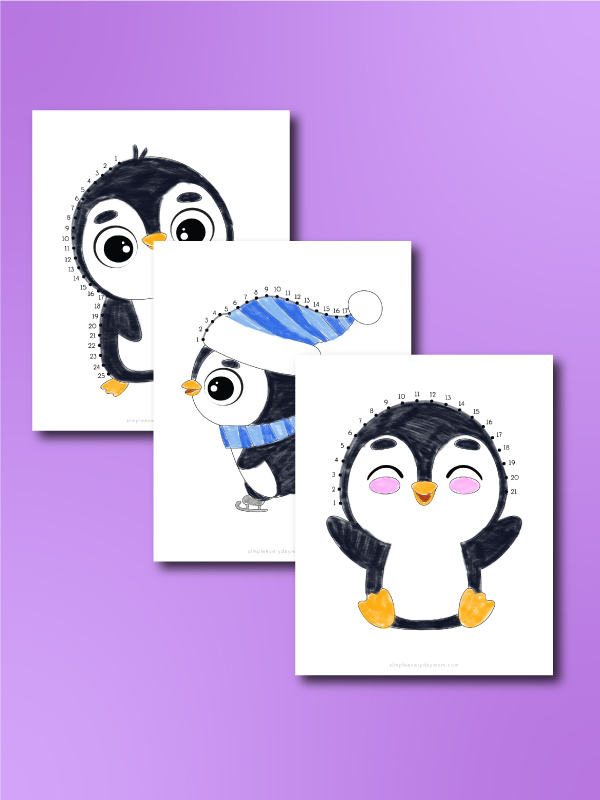 Penguin dot to dot for kids free printable