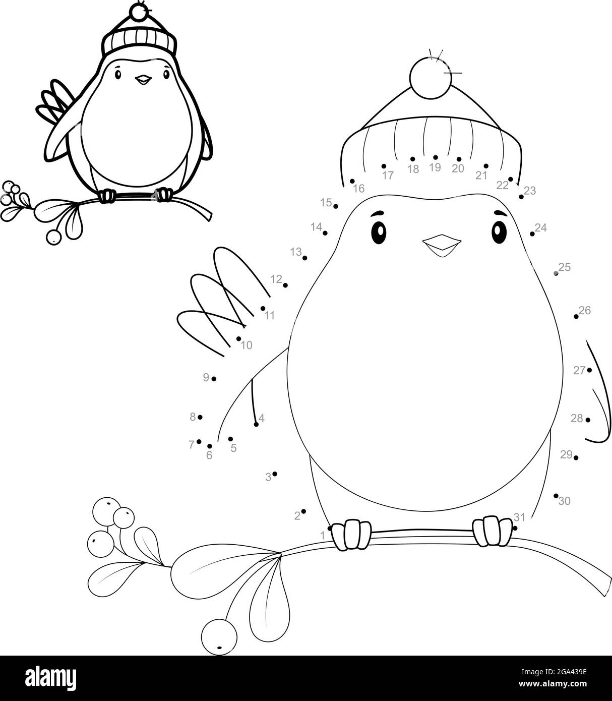 Dot to dot christmas puzzle for children connect dots game bird vector illustration stock vector image art
